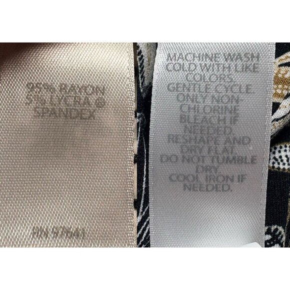 J JILL Wearever Women Plant Leaf Jumpsuit Wide Leg Sz MP Black Tan Gold 52-25 - Picture 9 of 15